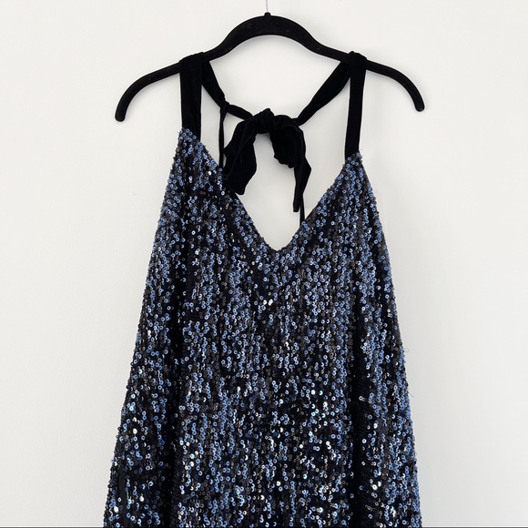 Free People Sparkle and Shine Sequin Romper with Tie Back - Picture 13 of 15